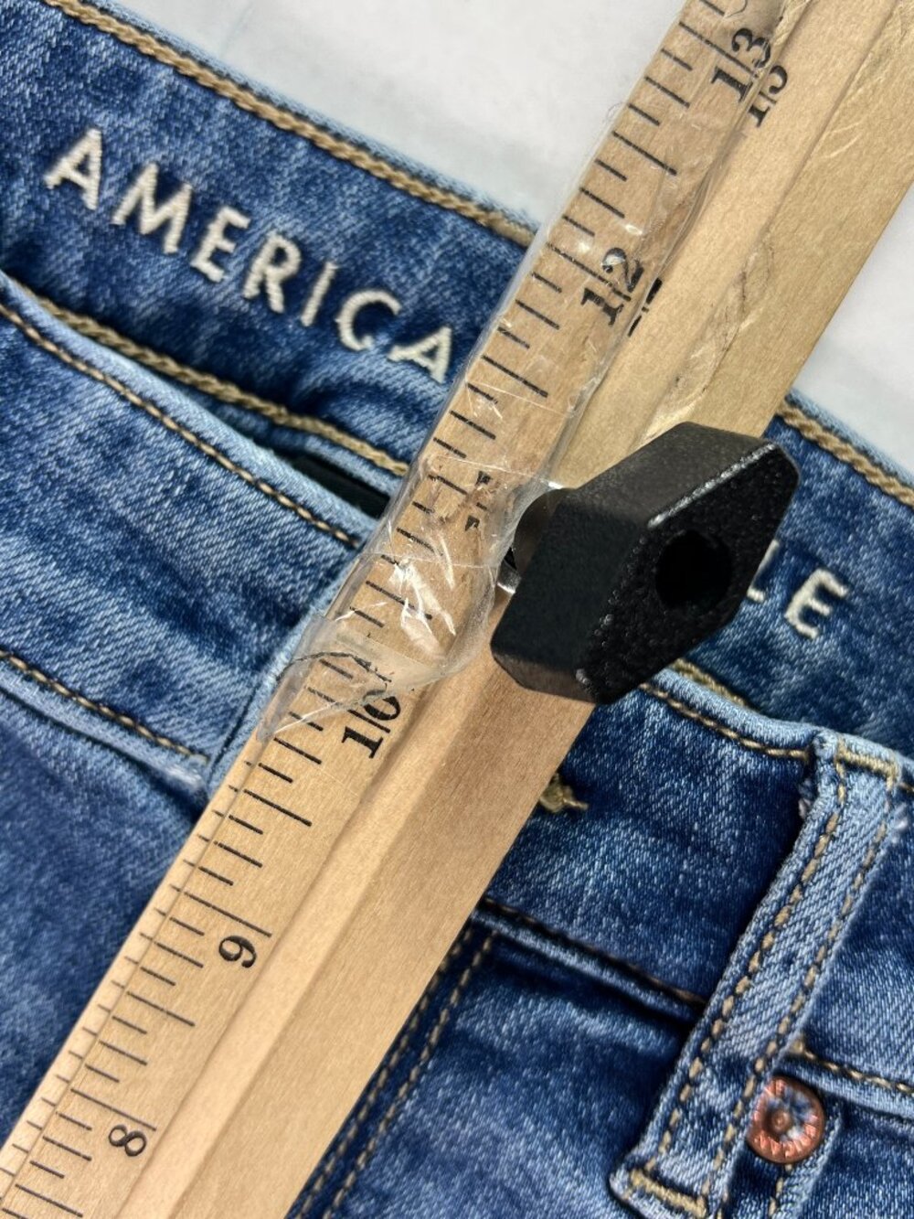 American Eagle Jeans Women 28x29* Super High Rise Flare Blue Stretch Denim Tag 6 - Picture 15 of 16
